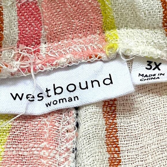 Westbound NWT Mid Rise Wide Leg Cropped Fray Hem Stripe Print Pants 3X - Picture 11 of 14